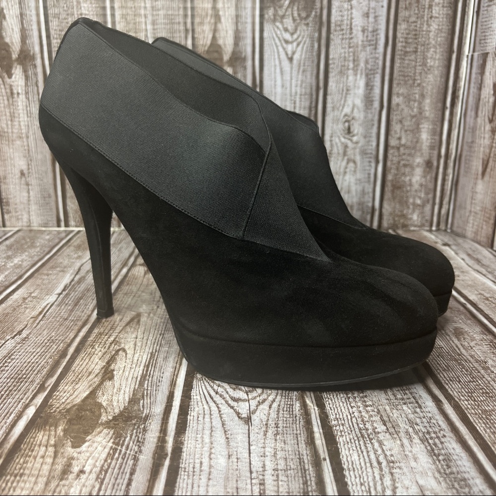 Stuart Weitzman Black Suede Platform Heel Booties
